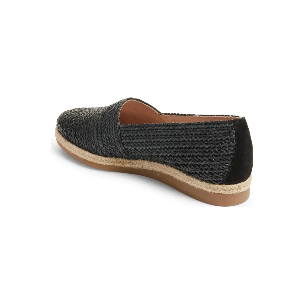 Paul Green Lori Espadrilles Sz 9 Black Woven Raffia Flats Comfortable Chic Beach